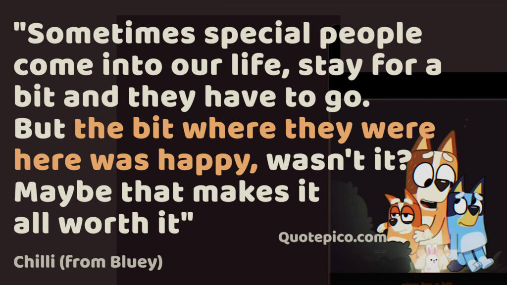 Chilli quote- "sometimes special people come into our life..." (from bluey tv show)
